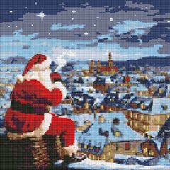 Купити Набір з алмазною мозаїкою "Різдвяна ніч" з голограмними стразами 40х40см  в Україні