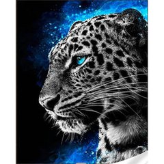 Купити Діамантова мозаїка круглими камінчиками на підрамнику Величний леопард  в Україні