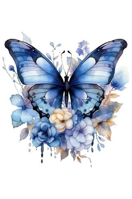 Купити Блакитний метелик Алмазна мозаїка квадратними камінчиками 30 х 20 см  в Україні