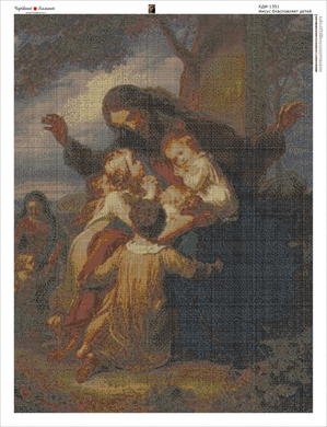 Купити Алмазна мозаїка 100х75 см Ісус благословляє дітей  в Україні