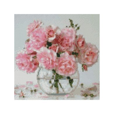 Купити Рожеві квіти у вазі Маленька алмазна мозаїка  в Україні