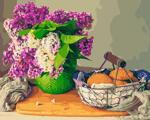 Купить Цифровая живопись, картина без коробки Сирень и печенье  в Украине