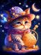 Котик хранитель звезд Алмазная мозаика круглыми камушками 40х50см УЦЕНКА, Да, 40 x 50 см