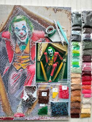 Купити Джокер Алмазна вишивка Квадратні стрази 40х50 см з голограмними відтінками  в Україні