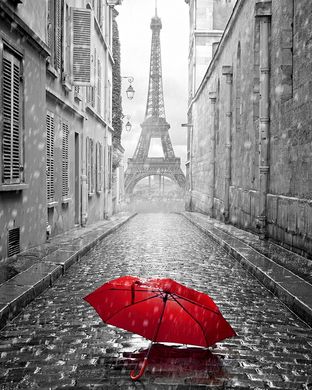 Купити Під парасолькою в Парижі Мозаїка квадратними каменями на підрамнику 40х50 см  в Україні