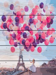 Купить Цифровая картина раскраска по дереву Париж в шарах  в Украине