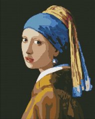 Купити Дівчина з перловою сережкою ©Ян Вермер. Ideyka Мозаїчна картина за номерами 40х50 см  в Україні