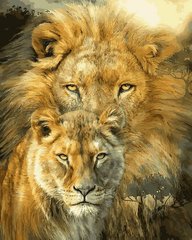 Купити Лев і левиця Антистрес розфарбування по номерах 40 х 50 см  в Україні