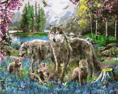 Купити Картина за номерами без коробки Вовки на лісовій галявині  в Україні