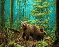 Купить Набор для раскрашивания картины по цифрам без коробки Медведи в лесу  в Украине