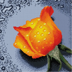 Купити Алмазна мозаїка 30х30см Троянда оранжева TT605  в Україні