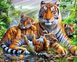 Тигриця з тигрятами Мозаїка квадратними каменями на підрамнику 40х50 см, Так