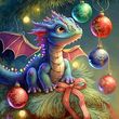 Купить Новогодний милый дракон Алмазная мозаика, квадратные камни  в Украине
