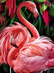 Купити Рожеві фламінго Набір для алмазної мозаїки на підрамнику 30х40см  в Україні