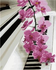 Купити Орхідея на фортепіано Алмазна картина розфарбування 40 х 50 см  в Україні