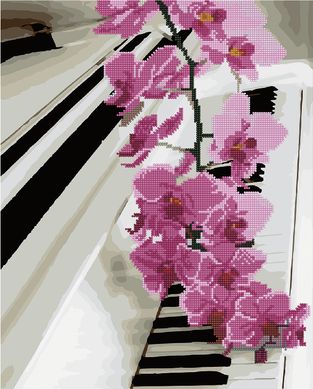Купить Орхидея на фортепиано Алмазная картина раскраска 40 х 50 см  в Украине