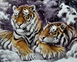 Тигры на снегу Алмазная вышивка Квадратные камни На подрамнике