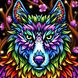 Радужный волк Алмазная мозаика квадратные камни
