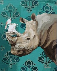 Купить Картина по номерам (без коробки) Носорог с птичкой  в Украине