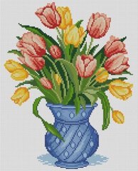 Купить 30715 Тюльпаны в синей вазе. Алмазная мозаика(квадратные, полная)  в Украине
