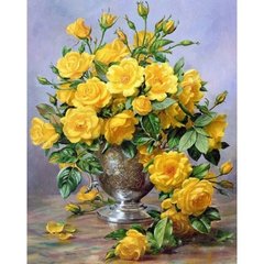 Купити Ароматний букет жовтих троянд Набір алмазної мозаїки на підрамнику  в Україні