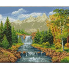 Купити Гірський водоспад 30х40 см (KB059) Набір для творчості алмазна картина  в Україні