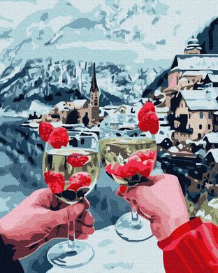 Купити Набір для розфарбовування картини по цифрам без коробки Шампанське в горах  в Україні