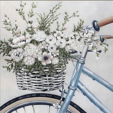 Купить Велосипед с цветами в корзине Набор для алмазной мозаики 30х30см На подрамнике  в Украине