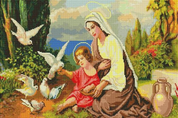 Купити Алмазна мозаїка 40х60 Богородиця і голуби +голограмні відтінки  в Україні
