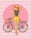 Дівчина з велосипедом Картина антистрес за номерами на підрамнику, Без коробки, 40 х 50 см