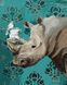Картина по номерам (без коробки) Носорог с птичкой, Без коробки, 40 х 50 см