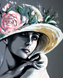 Дівчина в капелюсі Діамантова вишивка На Підрамнику, квадратні камінчики 40х50см, Так, 40 x 50 см