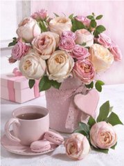 Купить Нежные розы к чаю Алмазная мозаика по номерам На подрамнике  в Украине
