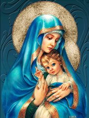 Купить Богородица с Иисусом Набор для алмазной мозаики на подрамнике 30х40см  в Украине