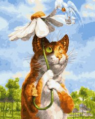 Купити Цифровий живопис, картина без коробки Кіт з ромашкою  в Україні
