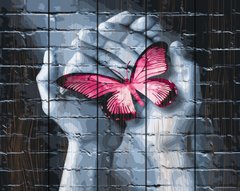 Купити Цифрова картина розмальовка по дереву Метелик в руках  в Україні