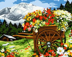 Купити Цифровий живопис, картина без коробки Візочок із квітами  в Україні