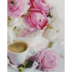 Купити Картина алмазною мозаїкою Троянди та кава 30х40 см  в Україні