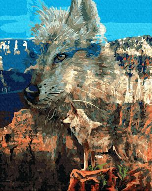 Купить Набор для раскрашивания картины по цифрам без коробки Волк в каньоне  в Украине