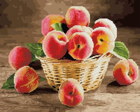 Купити Алмазна мозаїка + розмальовка на підрамнику Стиглі персики  в Україні