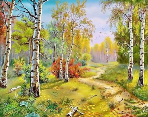 Купити Осіння краса лісу Алмазна мозаїка На підрамнику 40 на 50 см  в Україні