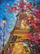 Алмазна мозаїка На підрамнику 30х40см Ейфелева вежа в квітах