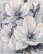 Серые цветы Алмазная мозаика На Подрамнике, квадратные камни 40х50см, Да, 40 x 50 см