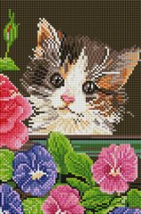 Купити Алмазна мозаїка 20х30 Котик у квітах  в Україні