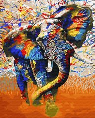 Купити Картина за номерами без коробки Різнобарвний слон  в Україні