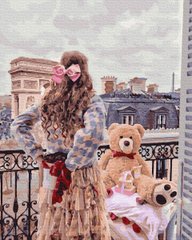 Купити Картина за номерами без коробки. Дівчина з ведмедиком  в Україні