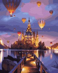 Купить Картина по номерам без коробки. Воздушные шары над замком  в Украине