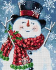 Купить Снеговик в шарфе Алмазная мозаика квадратные камни  в Украине