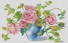 Купити 30743 Троянди у вазі. Алмазна мозаїка (квадратні, повна)  в Україні