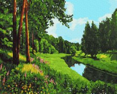 Купити Набір для розфарбовування картини по цифрам без коробки Річка в лісі  в Україні